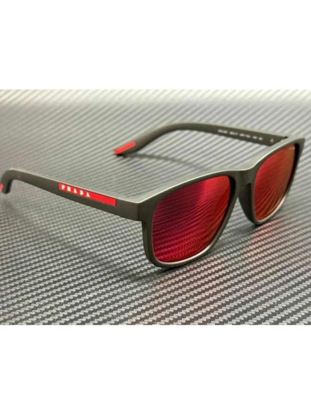 New Prada Linea Rossa Men Grey Rubber Sunglasses 56-17-145